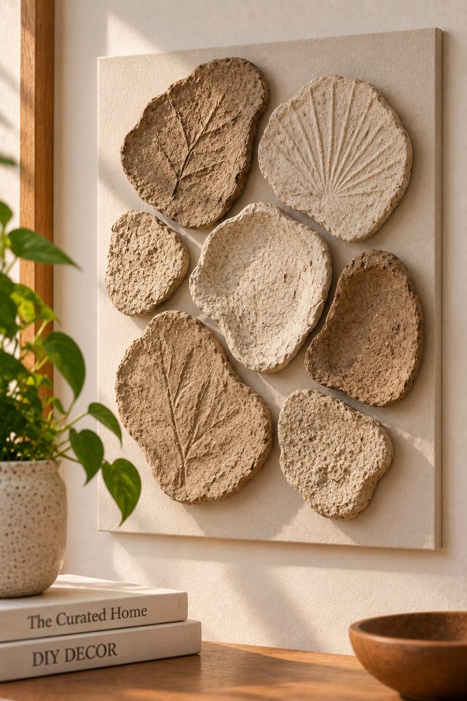 Organic wall tiles pressed from recycled cardboard tube pulp with visible fiber texture.
