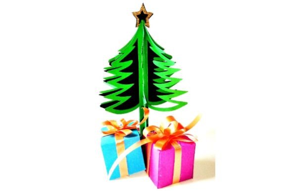 Dimensional Gift Box Xmas Tree SVG Decoration