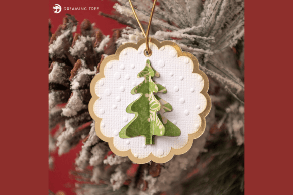 Layered Christmas Gift Tag SVG with a 3D Tree