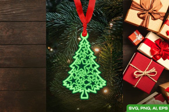 Layered Papercut Xmas Tree SVG Christmas Ornament