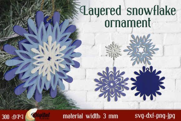 Laser-Cut Snowflake SVG Layered Ornament