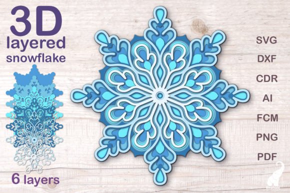 Six-Layer Snowflake SVG Ornament File