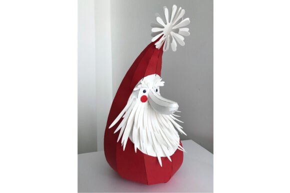 3D Paper Santa Claus SVG Decoration