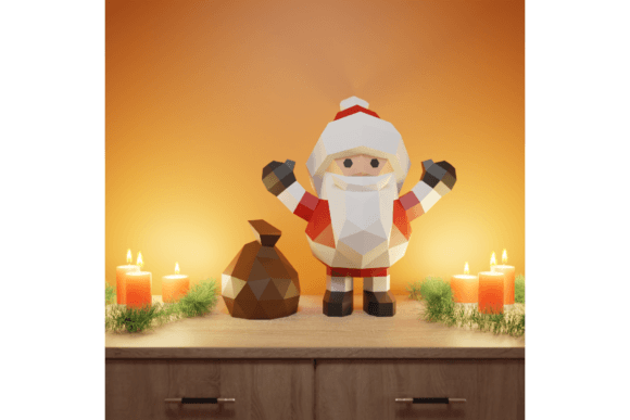 3D Papercraft Santa SVG for Festive Christmas Decor