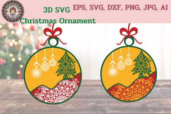 Classic 3D Xmas Ornament SVG Keepsake