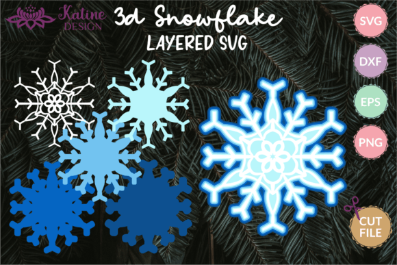 3D Snowflake Christmas Ornament Template Layers