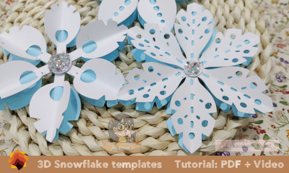 3D Paper Snowflake SVG Floral Templates