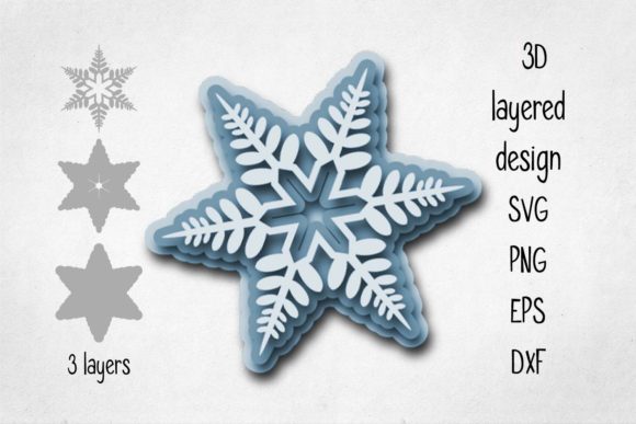 Botanical Snowflake SVG Layered Ornament