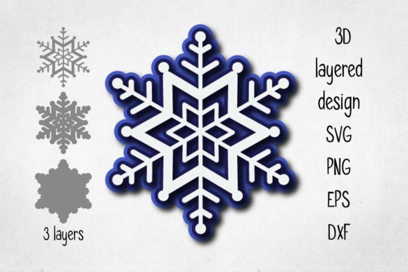 3D Layered Snowflake SVG Wall Decor