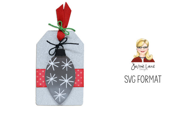 Vintage Xmas Gift Tag with Hanging Bulb SVG Design