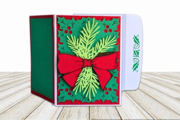 Festive Bouquet Christmas Pop Up Card SVG Layout
