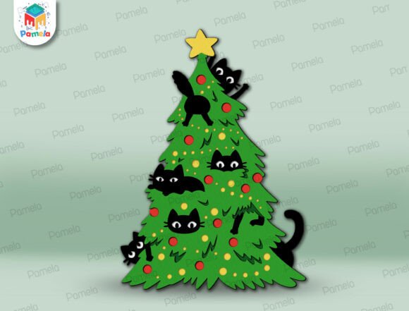 Playful Christmas Svg Cat Tree