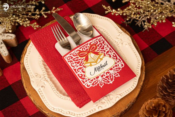 Elegant Cutlery Christmas Svg Pocket