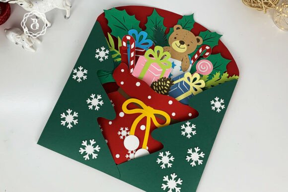 Gift Bag Christmas Pop Up Card SVG Display