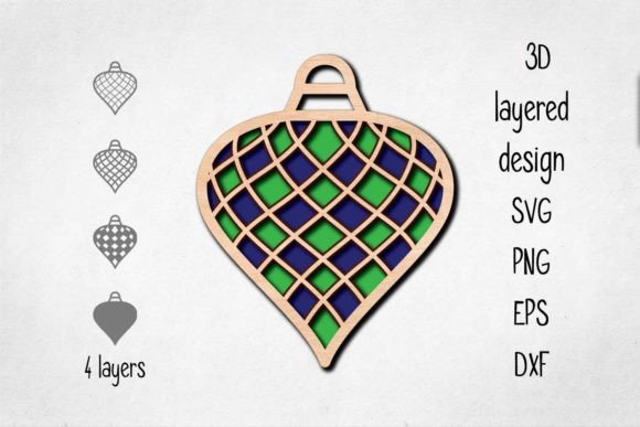 Mosaic Christmas Ornament Template Layers