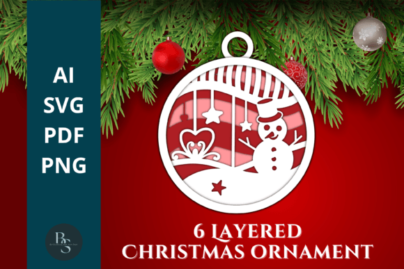 Layered Snowman Christmas Ornament Template Art