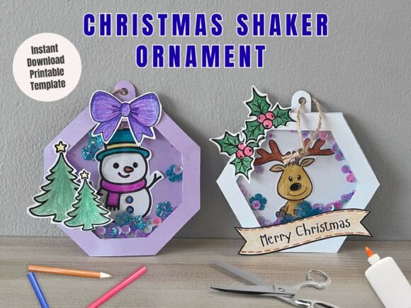 Kids Shaker Christmas Ornament Template Project