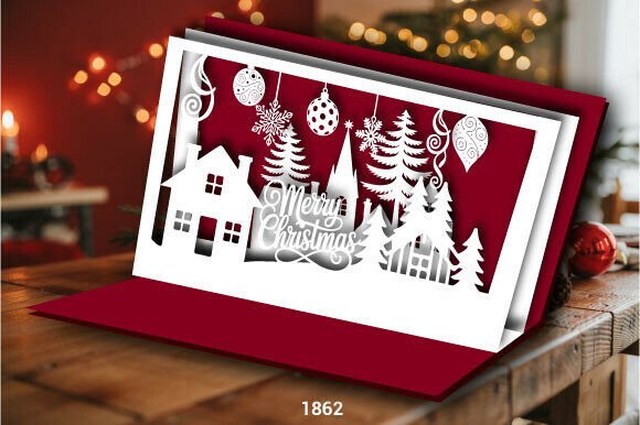 Layered Christmas Pop Up Card SVG Winter Scene