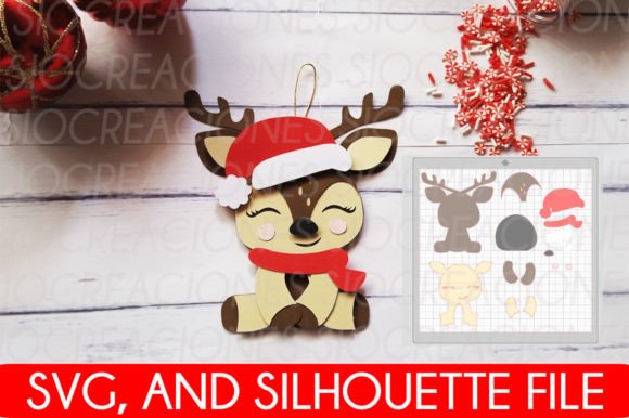 Festive Reindeer Christmas Svg Ornament
