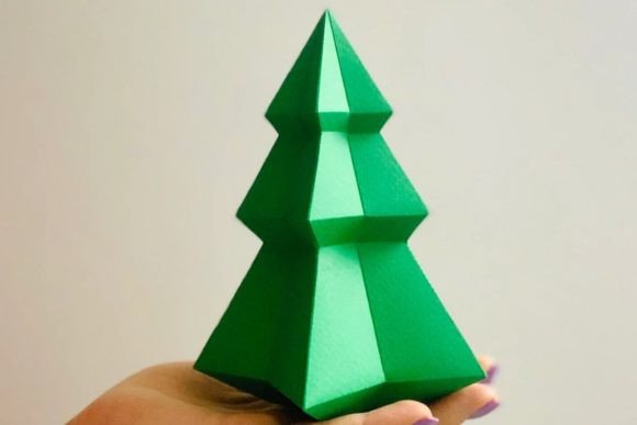 Modern Low Poly Xmas Tree SVG Paper Sculpture