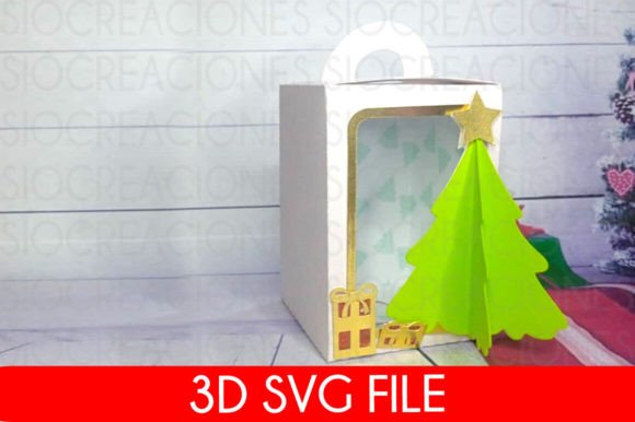 Window Gift Box Xmas Tree SVG Design