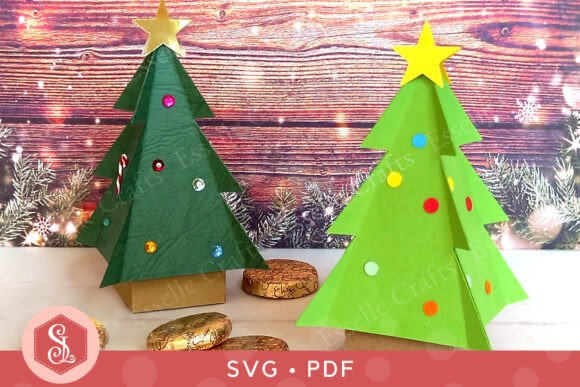 Favour Box Christmas Tree SVG Template