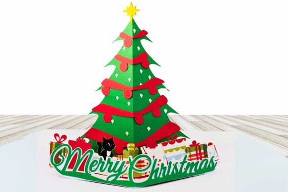 Holiday Tree Christmas Pop Up Card Svg Scene