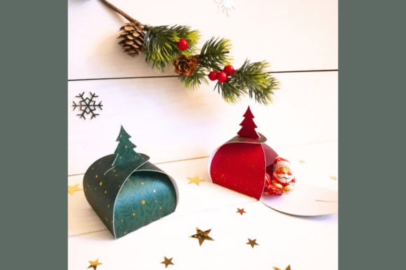Rounded Favor Box Xmas Tree SVG Design