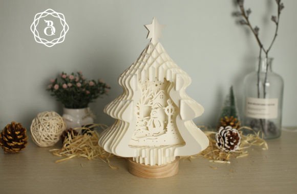 Snowman Pop-Up Xmas Tree SVG Light Decoration