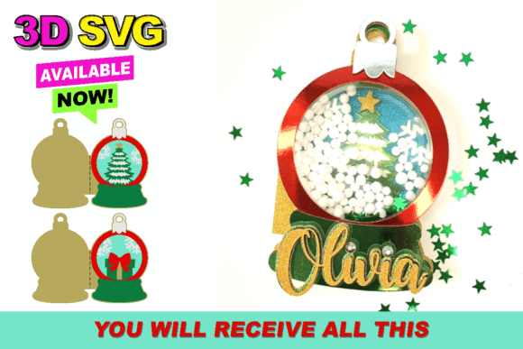 Snow Globe Xmas Ornament SVG Card