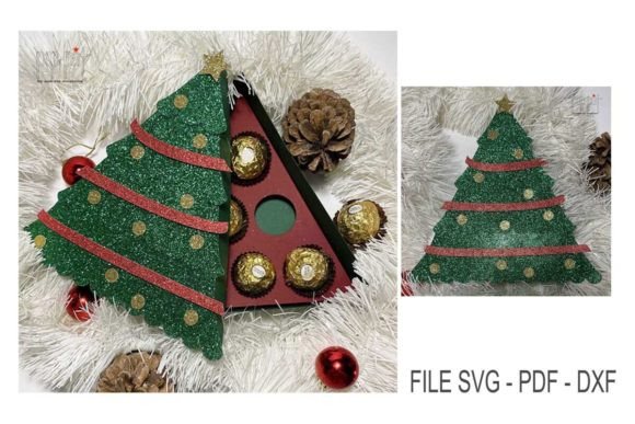Festive Gift Box Xmas Tree SVG Design