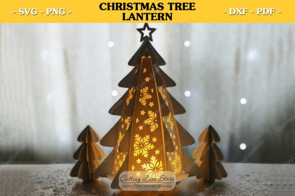 Glowing Paper Christmas Tree SVG Lantern Decor