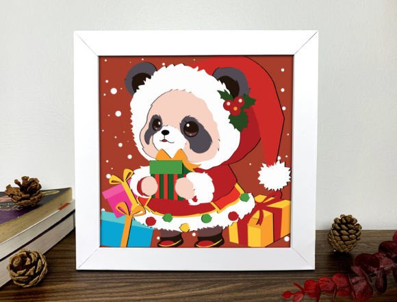 Panda Shadow Box Christmas Svg Design