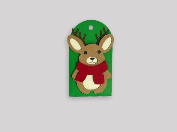 Playful Christmas Gift Tag SVG with Deer Card Holder