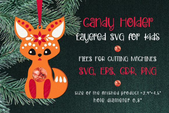 Fox Candy Holder Xmas Ornament SVG Craft