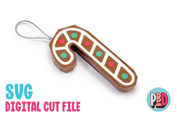 Gingerbread Cane Xmas Ornament SVG Craft