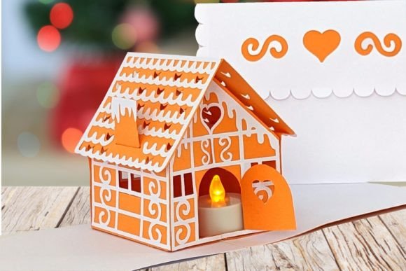 Sweet Christmas Pop Up Card SVG Gingerbread House
