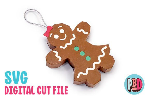 Gingerbread Woman Xmas Ornament SVG Papercraft