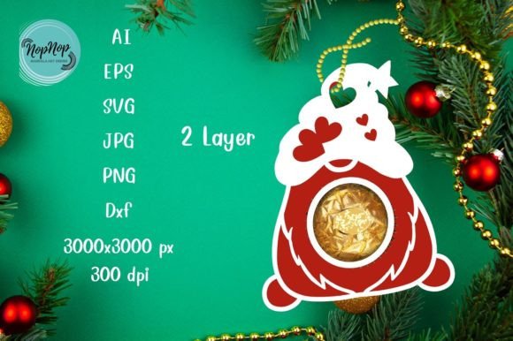 Gnome Candy Christmas Ornament Template Holder