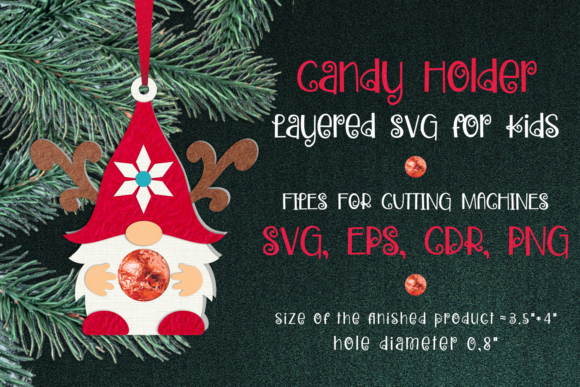 Gnome Candy Holder Xmas Ornament SVG Decor