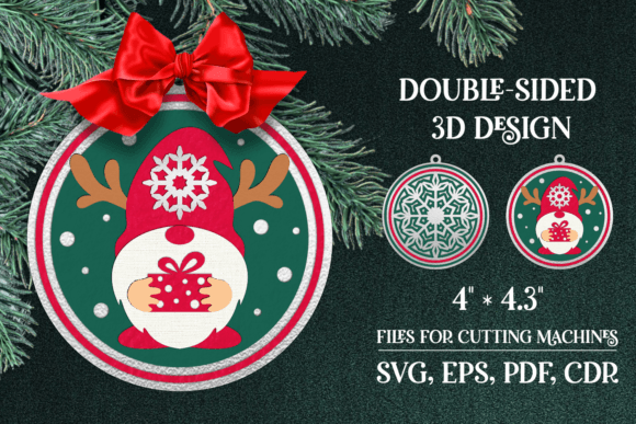Gnome With Gift Xmas Ornament Svg Decor