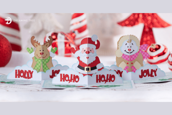 Holly Jolly Christmas Pop Up Card Svg Bundle