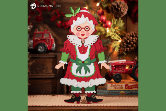 Poseable Mrs. Claus Santa SVG Decoration