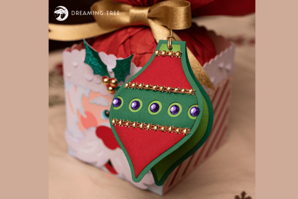 Ornament Christmas Gift Tag SVG with Rhinestone Details