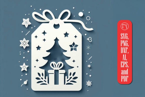 Intricate Christmas Gift Tag SVG with Paper Cut Details