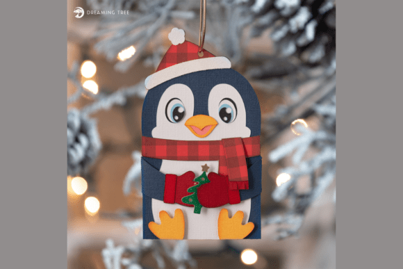 Penguin Christmas Ornament SVG Gift Holder