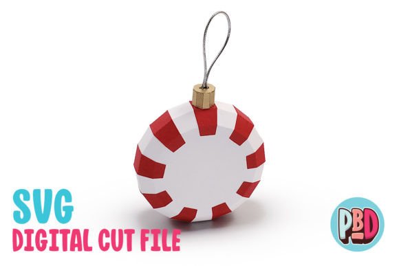 Peppermint Xmas Ornament SVG Papercraft