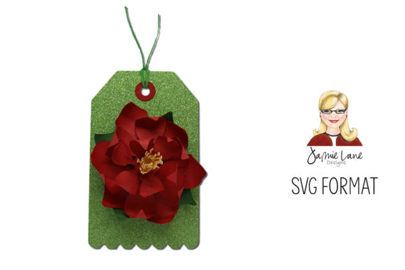 Elegant Christmas Gift Tag SVG with Layered Poinsettia