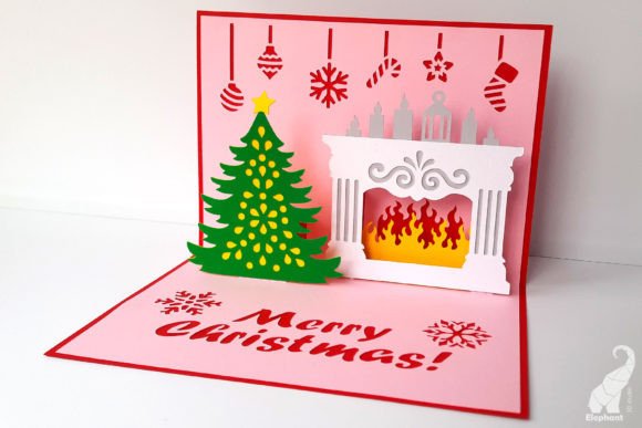 Layered Christmas Pop Up Card SVG Template
