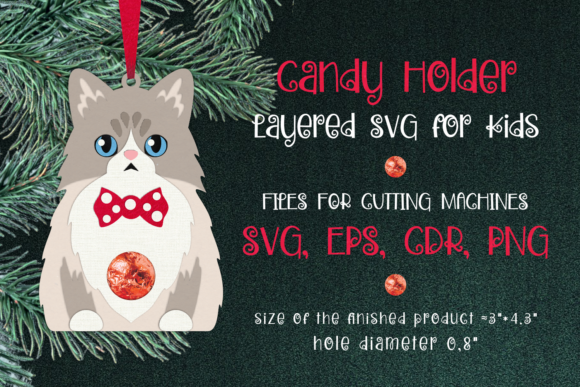 Ragdoll Cat Christmas Ornament Template Holder